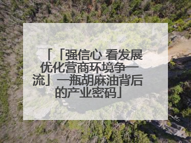 「强信心 看发展 优化营商环境争一流」一瓶胡麻油背后的产业密码
