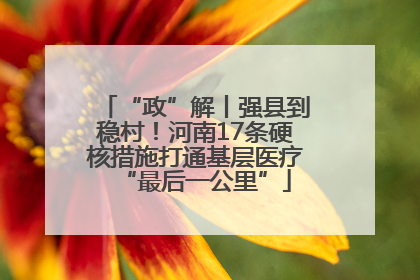 “政”解丨强县到稳村！河南17条硬核措施打通基层医疗“最后一公里”