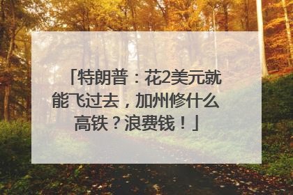 特朗普：花2美元就能飞过去，加州修什么高铁？浪费钱！