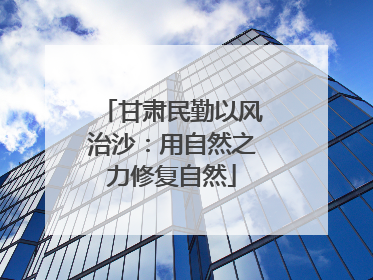 甘肃民勤以风治沙：用自然之力修复自然