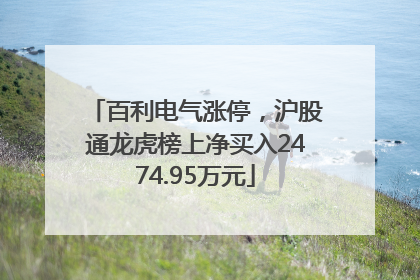 百利电气涨停，沪股通龙虎榜上净买入2474.95万元