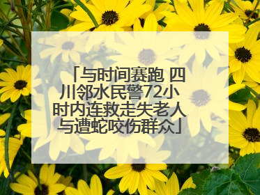 与时间赛跑 四川邻水民警72小时内连救走失老人与遭蛇咬伤群众