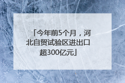 今年前5个月，河北自贸试验区进出口超300亿元
