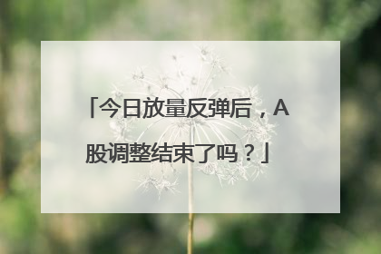 今日放量反弹后，A股调整结束了吗？