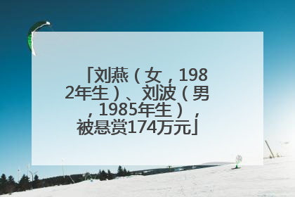 刘燕（女，1982年生）、刘波（男，1985年生），被悬赏174万元