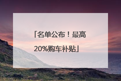 名单公布！最高20%购车补贴