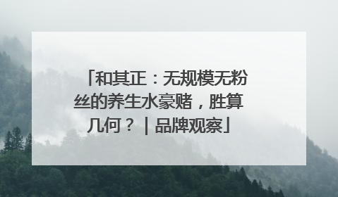 和其正：无规模无粉丝的养生水豪赌，胜算几何？｜品牌观察