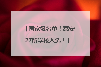 国家级名单！泰安27所学校入选！