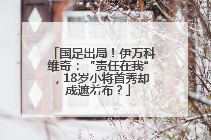 国足出局！伊万科维奇：“责任在我”，18岁小将首秀却成遮羞布？