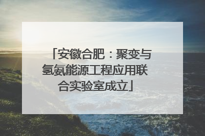 安徽合肥：聚变与氢氨能源工程应用联合实验室成立