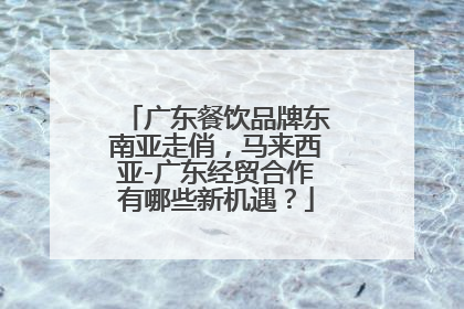 广东餐饮品牌东南亚走俏，马来西亚-广东经贸合作有哪些新机遇？