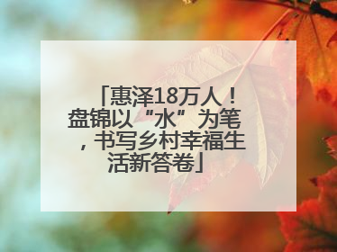 惠泽18万人！盘锦以“水”为笔，书写乡村幸福生活新答卷