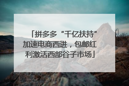 拼多多“千亿扶持”加速电商西进，包邮红利激活西部谷子市场