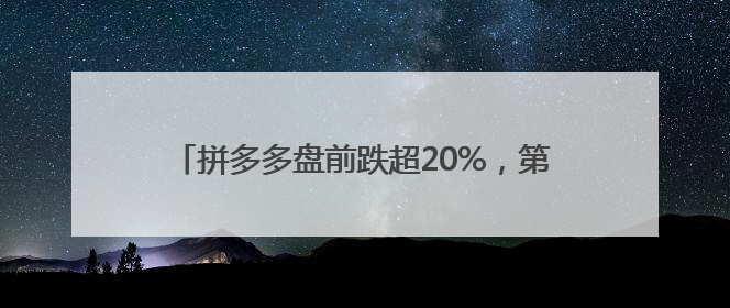 拼多多盘前跌超20%，第一季度净利润下降45%