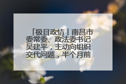 极目政情丨南昌市委常委、政法委书记吴建平，主动向组织交代问题，半个月前还在出席会议