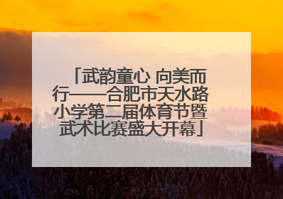 武韵童心 向美而行——合肥市天水路小学第二届体育节暨武术比赛盛大开幕