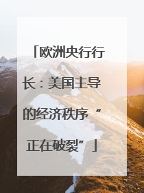欧洲央行行长：美国主导的经济秩序“正在破裂”