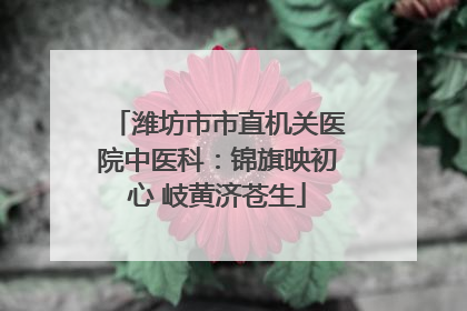 潍坊市市直机关医院中医科：锦旗映初心 岐黄济苍生