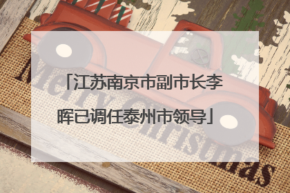 江苏南京市副市长李晖已调任泰州市领导
