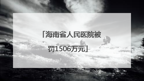 海南省人民医院被罚1506万元