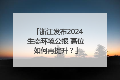 浙江发布2024生态环境公报 高位如何再提升？