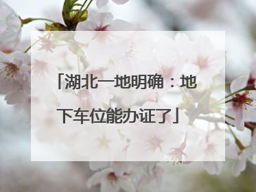 湖北一地明确：地下车位能办证了