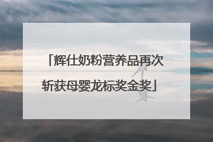 辉仕奶粉营养品再次斩获母婴龙标奖金奖