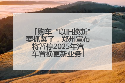 购车“以旧换新”要抓紧了，郑州宣布将暂停2025年汽车置换更新业务