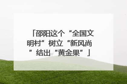 邵阳这个“全国文明村”树立“新风尚”结出“黄金果”
