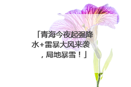 青海今夜起强降水+雷暴大风来袭，局地暴雪！