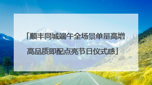 顺丰同城端午全场景单量高增 高品质即配点亮节日仪式感