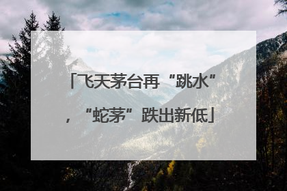 飞天茅台再“跳水”，“蛇茅”跌出新低