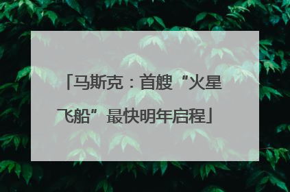 马斯克：首艘“火星飞船”最快明年启程