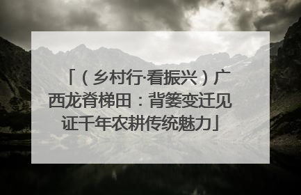 （乡村行·看振兴）广西龙脊梯田：背篓变迁见证千年农耕传统魅力