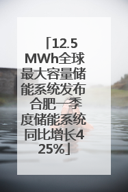 12.5MWh全球最大容量储能系统发布 合肥一季度储能系统同比增长425%